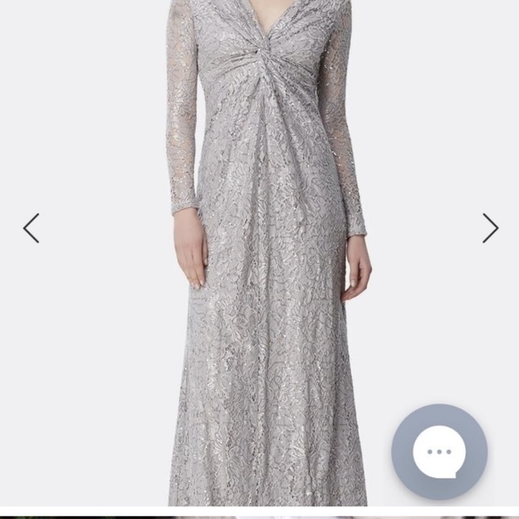Authentic Tahari Silver Maxi Gown - Picture 1 of 3